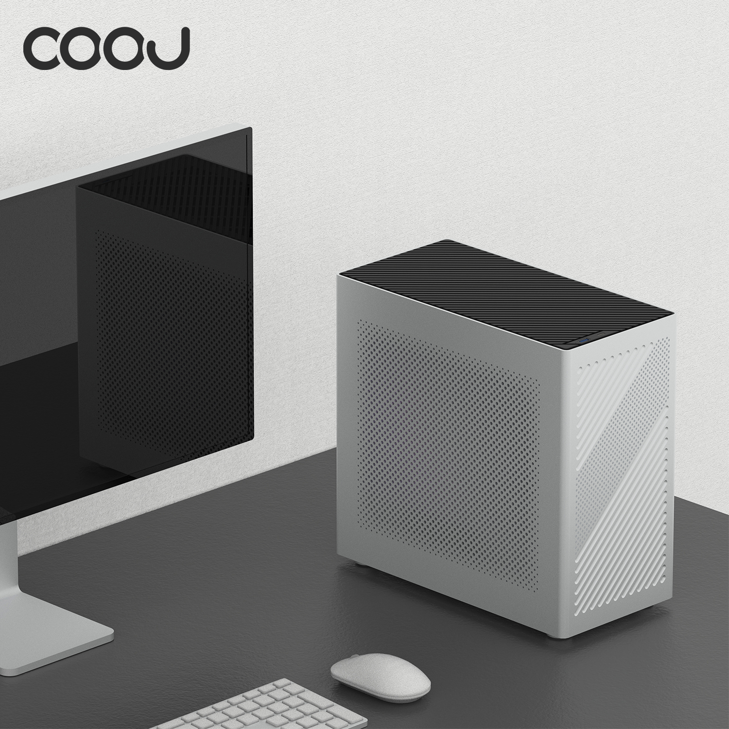 COOJ Z-18 MATX CNCアルミ PCケース スペースグレイ COOJ Z-18 Mesh version one-piece aluminum housing Matx case